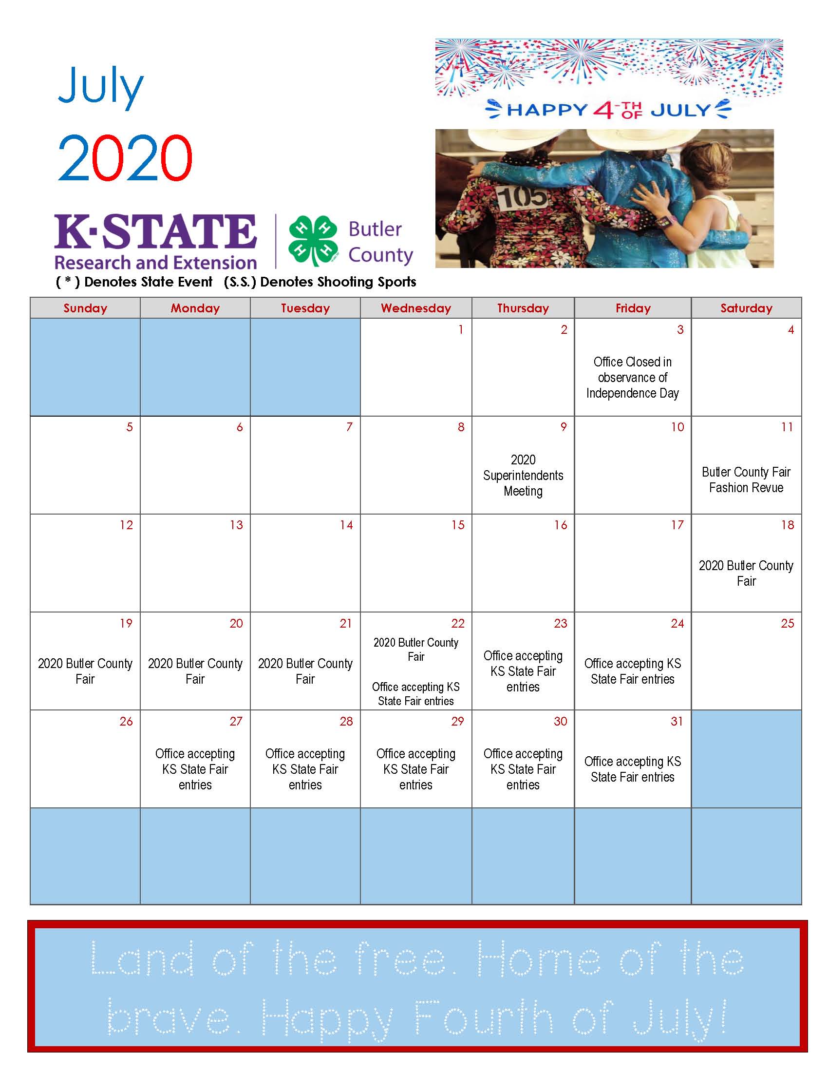 4H Calendar of Events