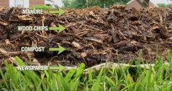 layers of mulch on no-till garden