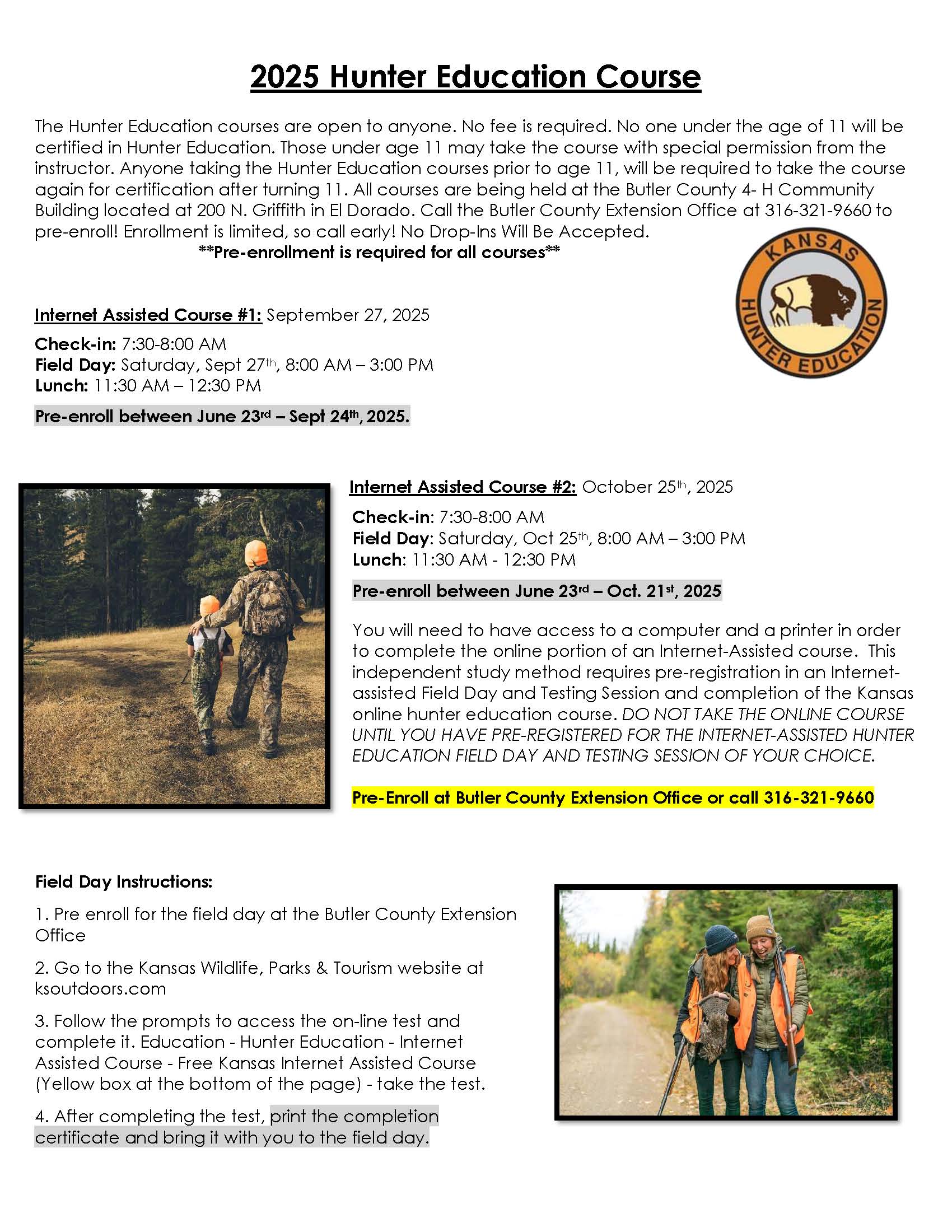 2025 Hunter Ed Course Flyer